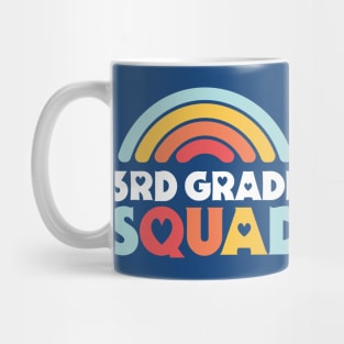 Cute School Teacher 3rd Grade Squad with Retro Rainbow and Hearts Mug